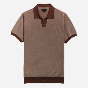 The Tie Bar Birdseye Sweater Latte Polo SIZE LARGE
